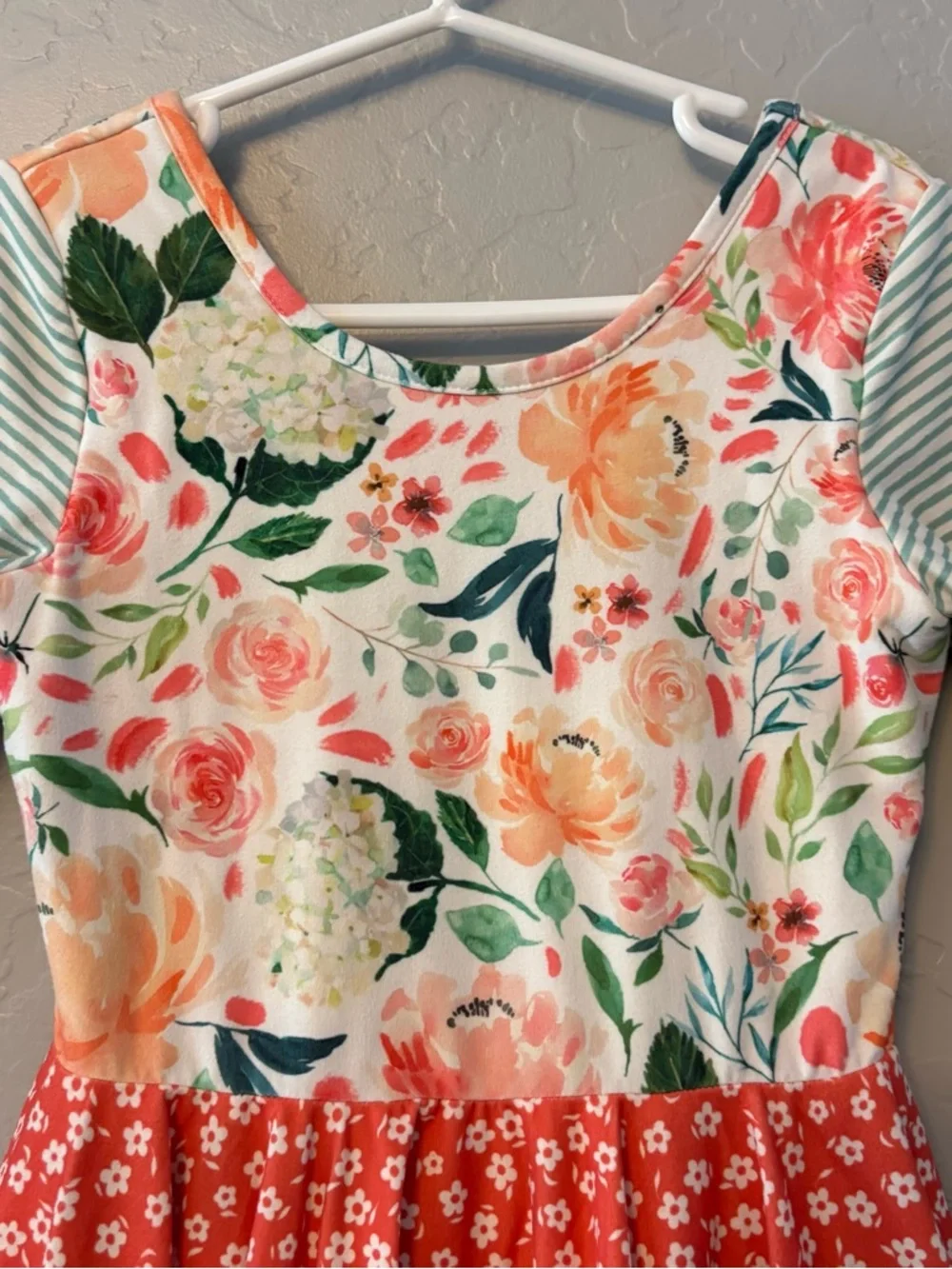 Cheeky Plum Farrah long sleeve coral and green floral leotard size 6